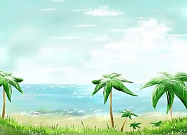 卡通插畫 椰子樹