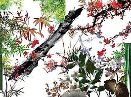 中國風(fēng)國畫梅竹梅花圖片