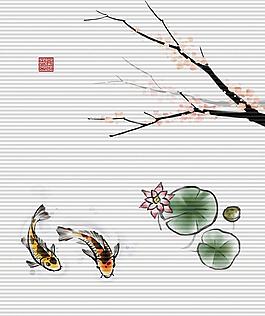 梅花魚移門圖片