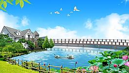 藍天草地圖片