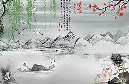 夢里水鄉 水墨圖圖片