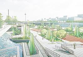 頂級水景渲染鳥瞰圖白天圖片