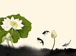 魚燕戲荷ppt模板下載