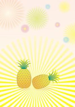 水果类黄色菠萝 熟的菠萝 黄色发射光海报底纹图片