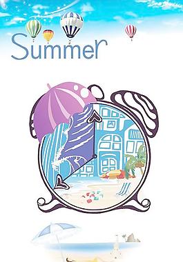 夏季海灘休閑海報PSD分層素