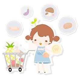 小姑娘超市購物圖片