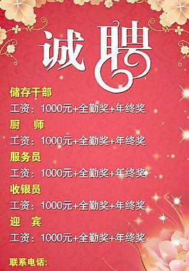 餐饮酒店招聘海报PSD素材