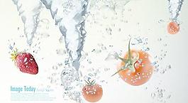 晶瑩剔透水花水果夏季海報PS