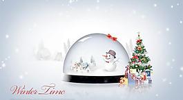 雪色朦朧圣誕水晶球PSD分層