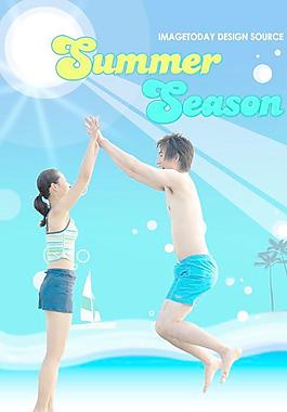 浪漫夏季海濱情侶PSD分層素