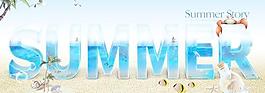 清涼夏日summer橫幅PSD分層