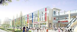城市商業(yè)中心效果圖PSD分層