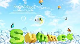 清涼夏天SUMMER海報(bào)PSD分層