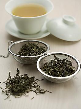 中式茶碗 茶叶 滤网图片