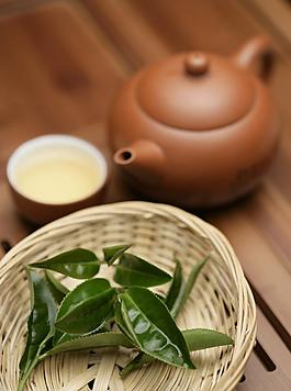 禪風茶趣 新鮮茶葉 茶具圖片