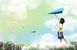放飛機的孩子