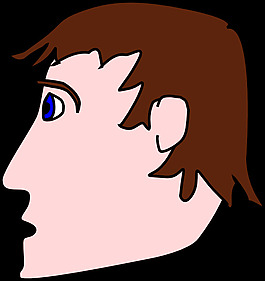 頭男子一邊剪貼畫