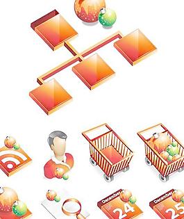 3D購物圖標(biāo)設(shè)計(jì)矢量圖  AI