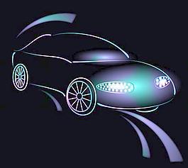 霓虹線條轎車矢量素材