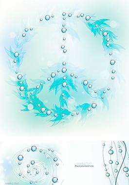 串聯(lián)水珠淡色背景矢量素材
