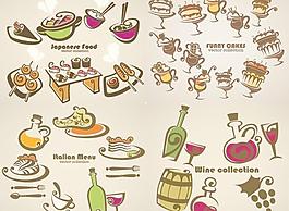 卡通手繪食物矢量素材圖片