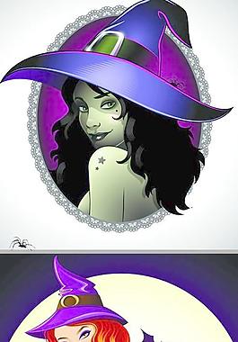 神秘女性巫師人物矢量素材