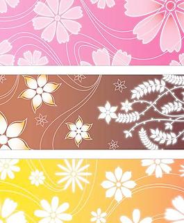發光花朵線條曲線橫幅矢量圖