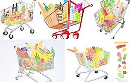 生鮮超市商品購物車設(shè)計(jì)矢量素