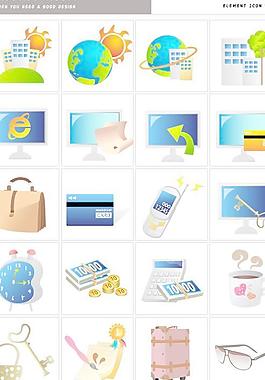 网络金融生活图标矢量图  AI