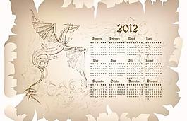 2012新年歐式風(fēng)格日歷矢量素材