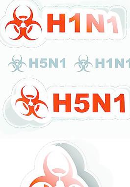 HN1病毒標志貼紙矢量素材
