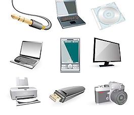 數(shù)碼電子辦公用品矢量圖  AI