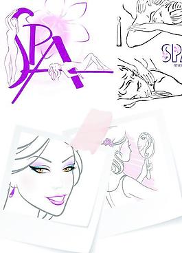 線描美容SPA人物矢量素材