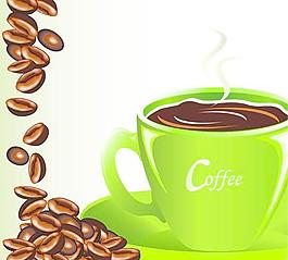 咖啡杯 咖啡豆矢量素材圖片