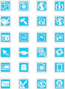 藍色方塊矢量圖標 AI