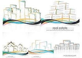 后現(xiàn)代抽象建筑矢量素材