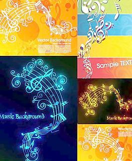 光感特效五線譜音樂海報(bào)矢量素