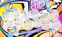 2012新年抽象圖案日歷矢量素材