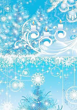 冰雪藍(lán)色圣誕樹矢量素材