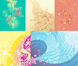 潮流艷麗花紋背景矢量素材