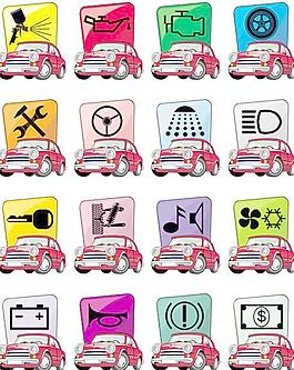 汽車使用維修圖標矢量素材