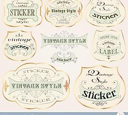 歐式紋樣網格底紋標簽矢量素材