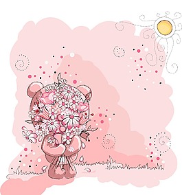 拿鮮花的小熊
