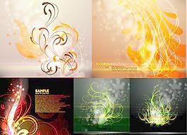 夢(mèng)幻炫彩延伸花紋矢量素材