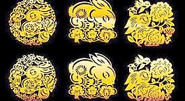 兔年剪紙矢量圖