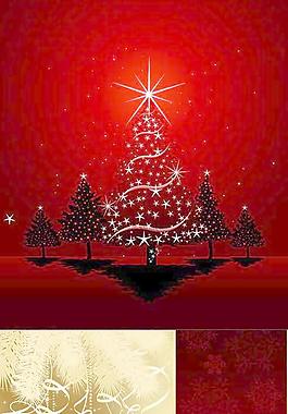 華麗彩球與圣誕樹背景矢量圖