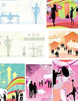 時(shí)尚生活人物剪影矢量圖_AI矢