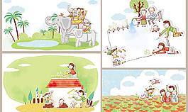 兒童畫(huà) 卡通畫(huà) 一家人圖片