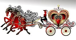 心形馬車人物花邊矢量素材