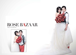 玫瑰花修飾的婚紗模板